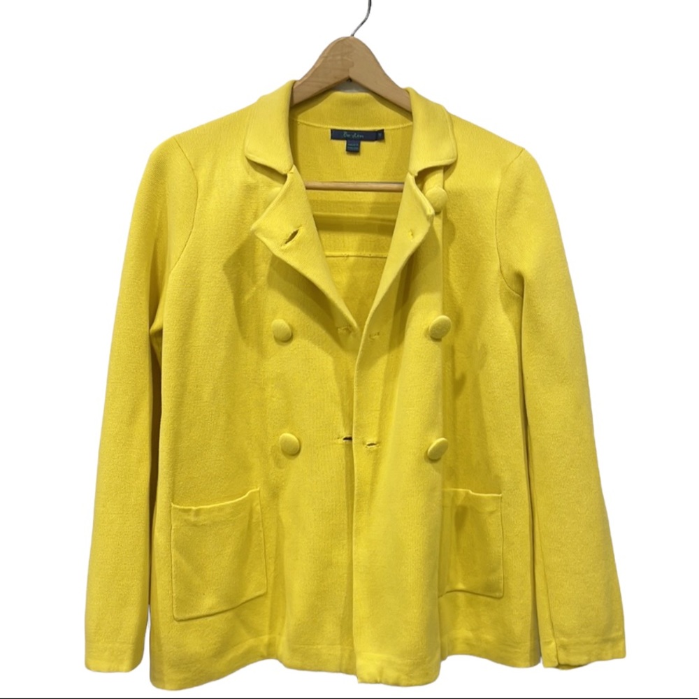 Boden Women's Yellow Double Breasted Knit Blazer Sz 12 - Picture 3 of 7